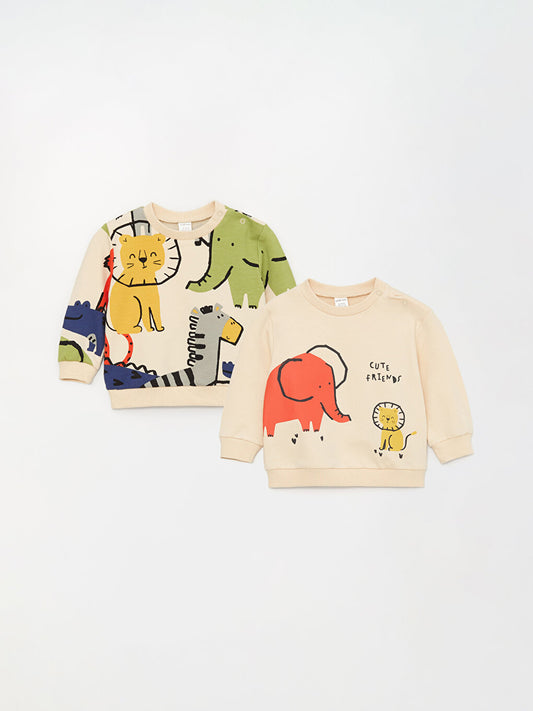 Crew Neck Printed Long Sleeve Baby Boy Sweatshirt Pack of 2