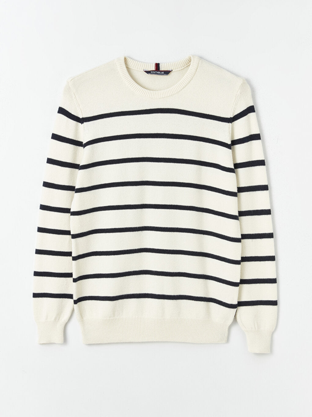 Crew Neck Long Sleeve Striped Men's Knitwear Sweater