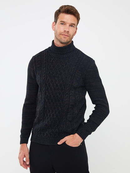 Turtleneck Long Sleeve Men's Knitwear Sweater