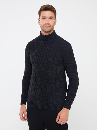 Turtleneck Long Sleeve Men's Knitwear Sweater