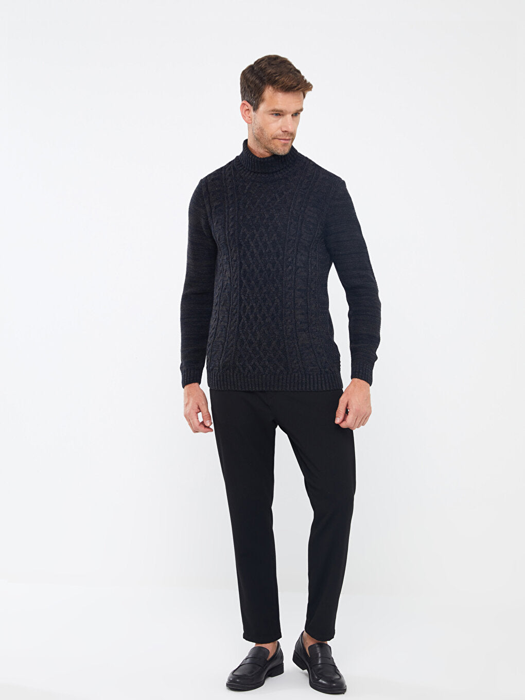 Turtleneck Long Sleeve Men's Knitwear Sweater