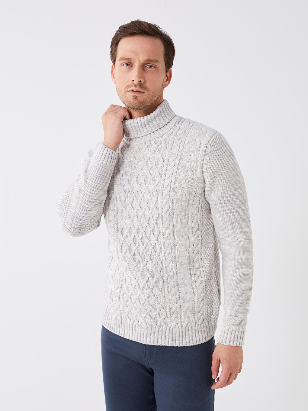 Turtleneck Long Sleeve Men's Knitwear Sweater