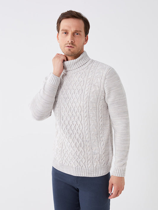 Turtleneck Long Sleeve Men's Knitwear Sweater