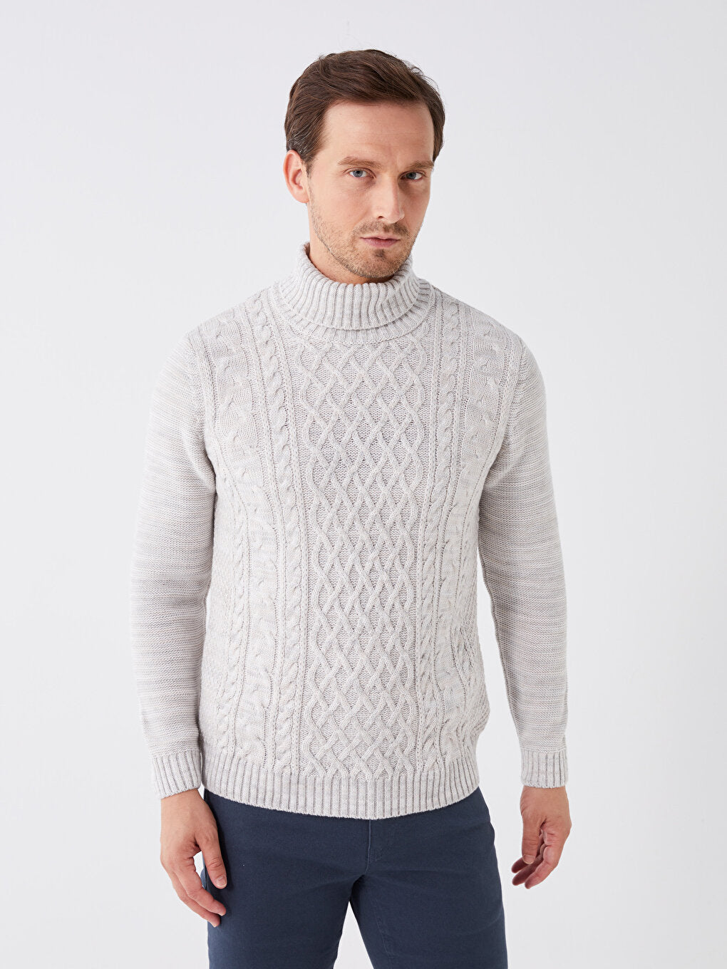 Turtleneck Long Sleeve Men's Knitwear Sweater