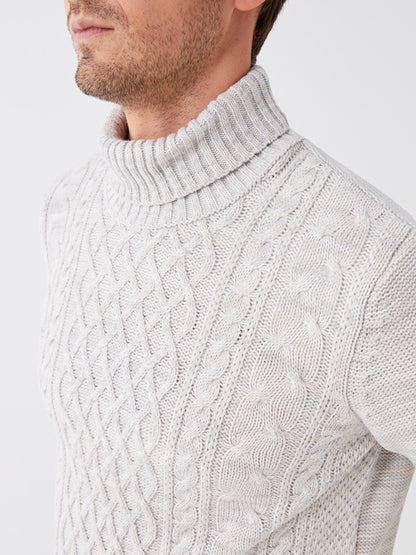 Turtleneck Long Sleeve Men's Knitwear Sweater