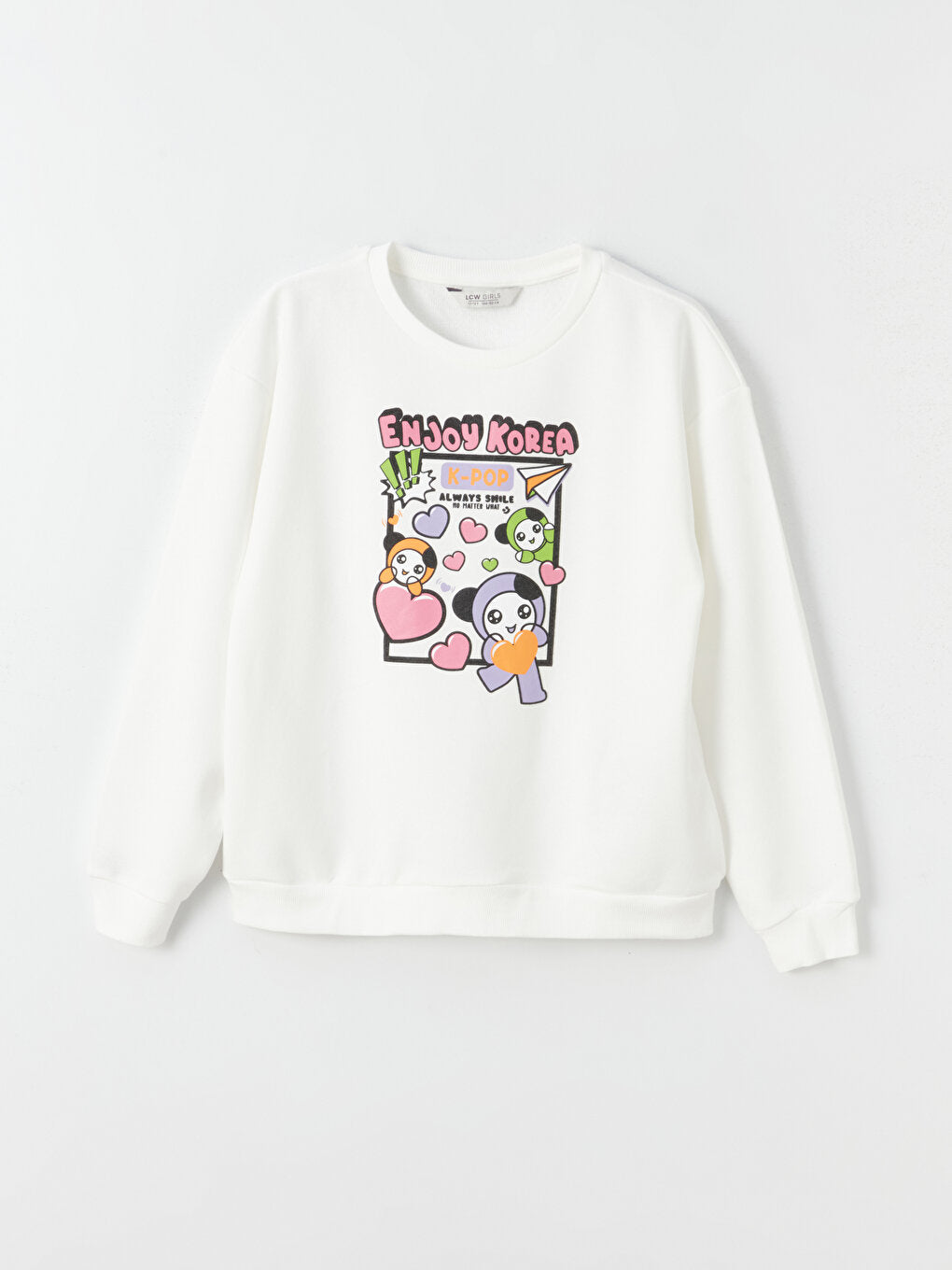 Crew Neck Printed Long Sleeve Girl's Sweatshirt