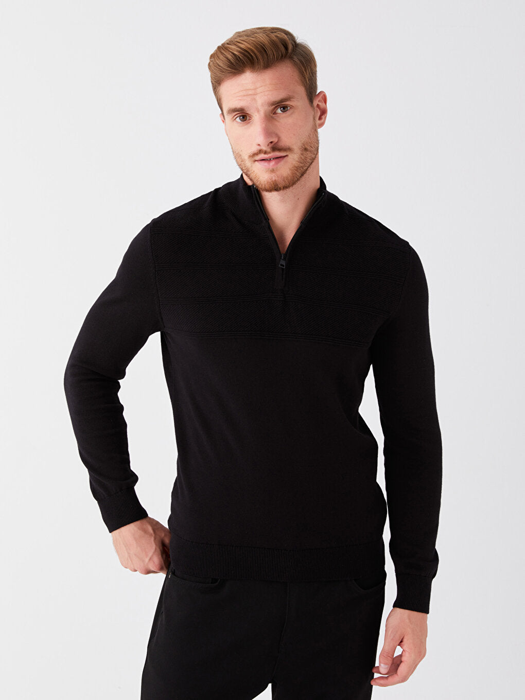 High Collar Long Sleeve Men's Knitwear Sweater