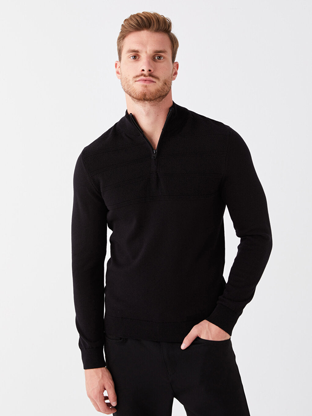 High Collar Long Sleeve Men's Knitwear Sweater