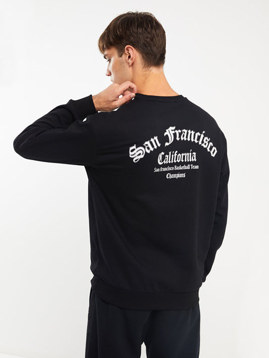 Crew Neck Long Sleeve Printed Men's Sweatshirt