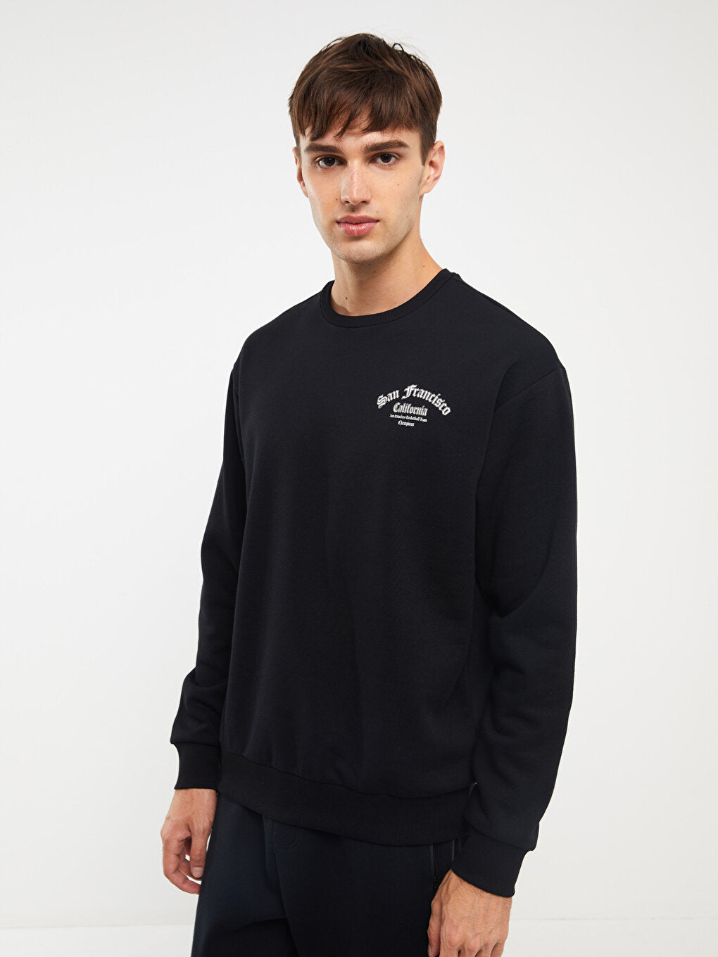 Crew Neck Long Sleeve Printed Men's Sweatshirt