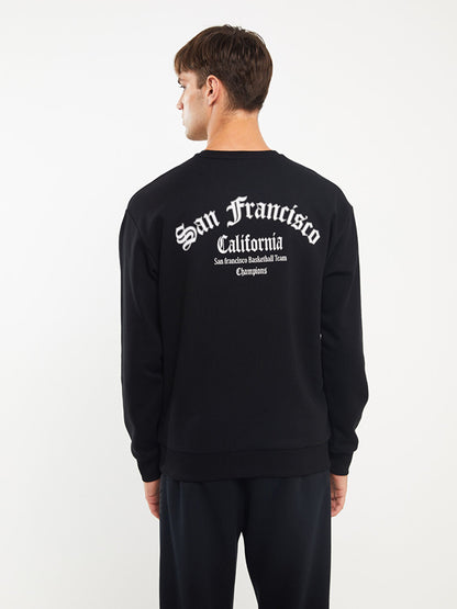 Crew Neck Long Sleeve Printed Men's Sweatshirt