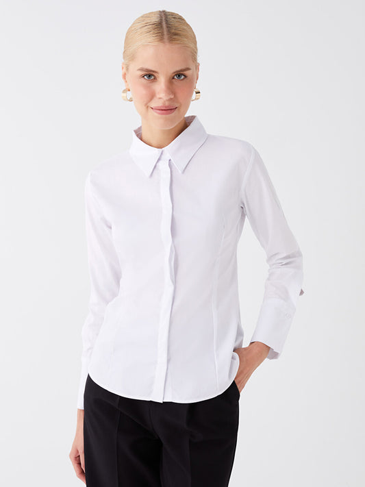 Plain Long Sleeve Poplin Women's Shirt