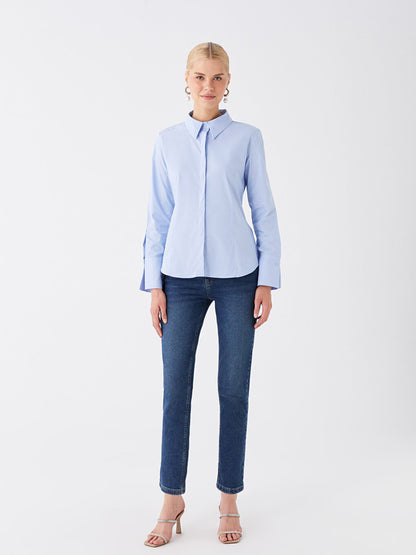 Plain Long Sleeve Poplin Women's Shirt