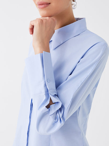 Plain Long Sleeve Poplin Women's Shirt