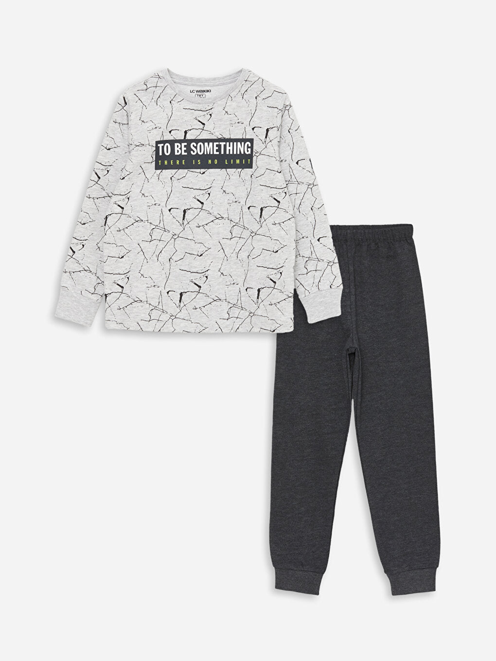 Crew Neck Printed Long Sleeve Boys' Pajama Set