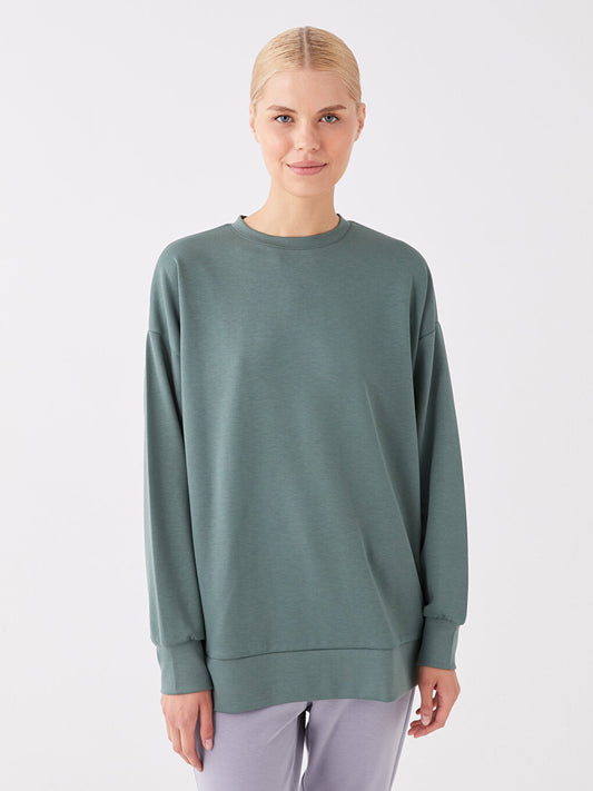 Crew Neck Plain Long Sleeve Oversize Women's Tunic