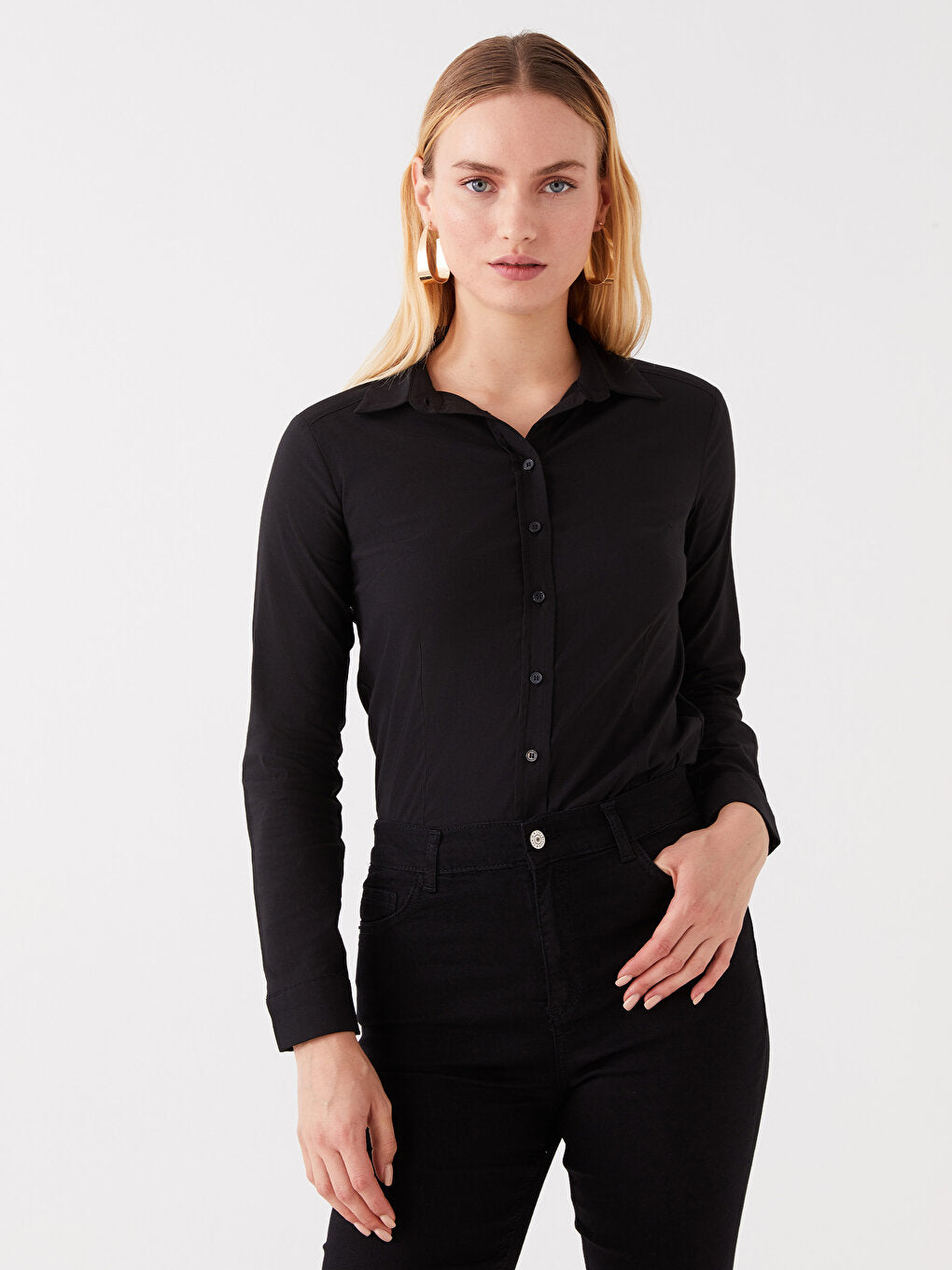 Plain Long Sleeve Women's Shirt