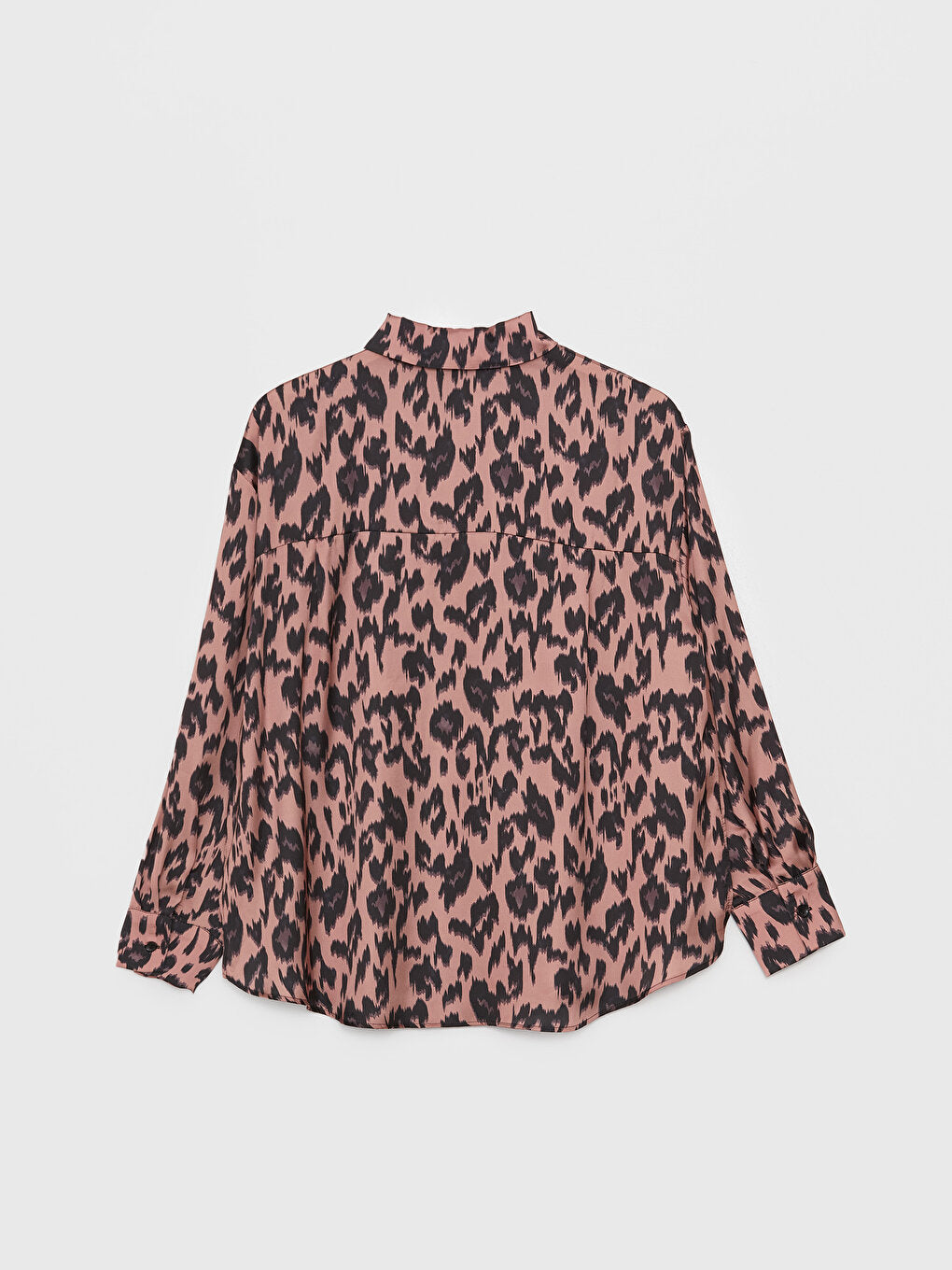 Patterned Long Sleeve Oversize Women's Satin Shirt