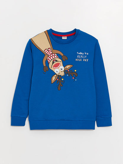 Crew Neck Printed Long Sleeve Boy's Sweatshirt