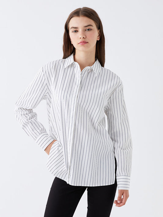 Striped Long Sleeve Poplin Women's Shirt