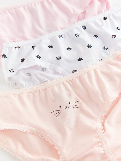 Printed Cotton Girl's Panties 3-Piece