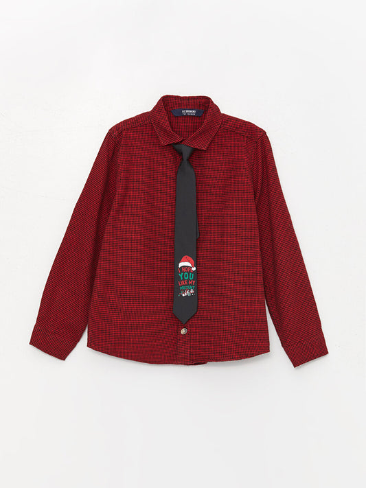 New Year's Themed Long Sleeve Boys' Shirt and Tie