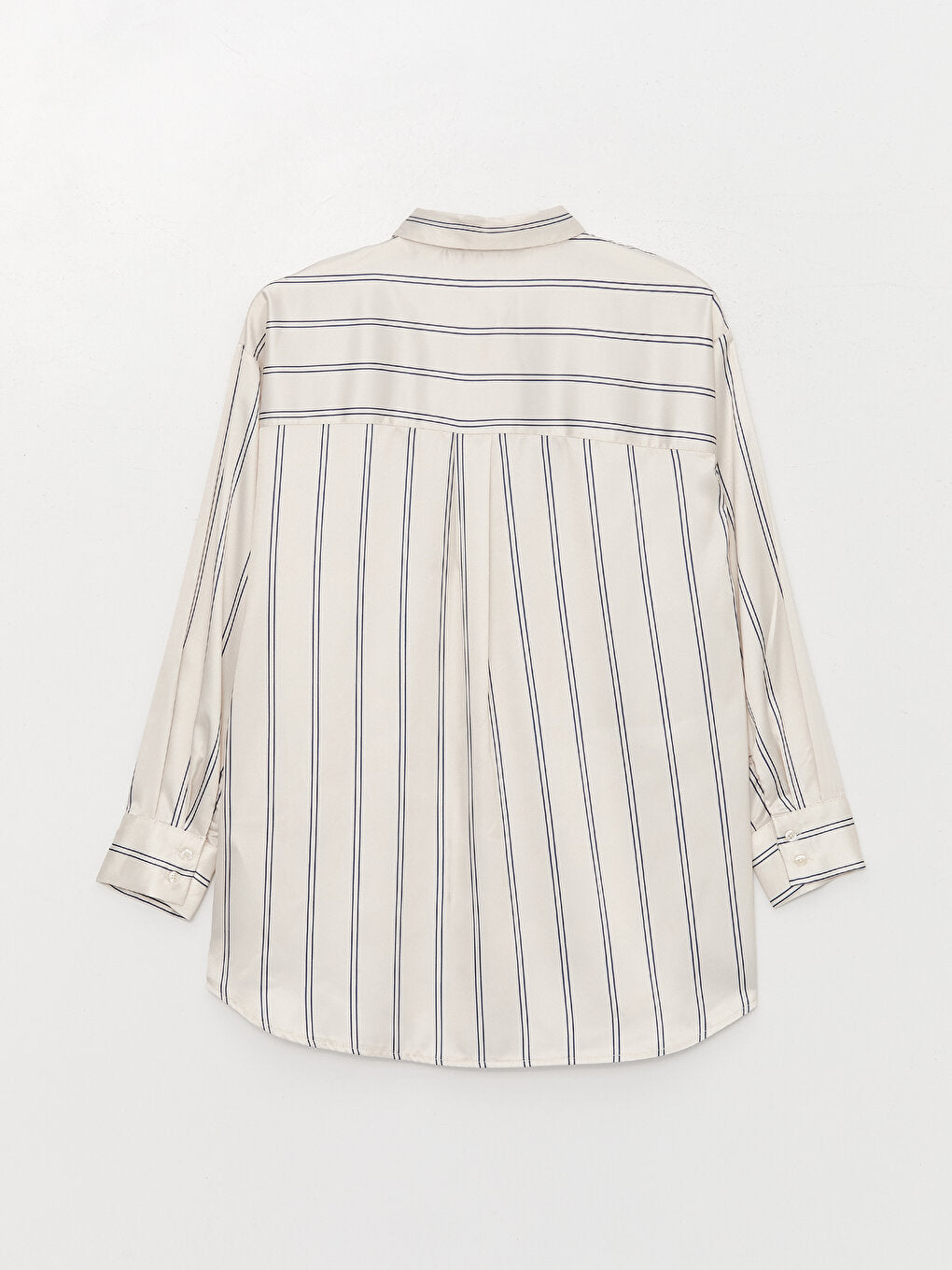 Striped Long Sleeve Satin Women's Shirt Tunic