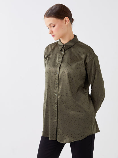 Patterned Long Sleeve Satin Women's Shirt Tunic