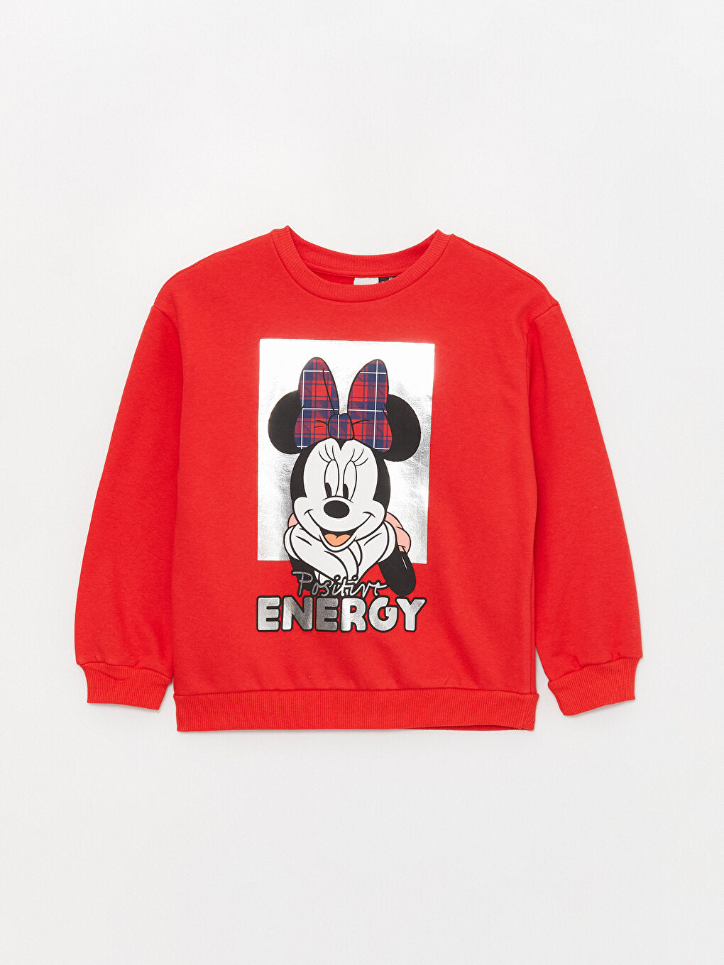 Crew Neck Minnie Mouse Printed Long Sleeve Girl's Sweatshirt