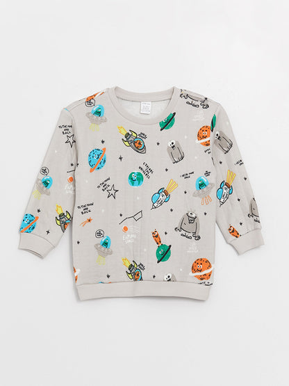 Crew Neck Long Sleeve Printed Baby Boy Sweatshirt