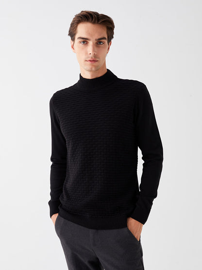 Half Turtleneck Long Sleeve Men's Knitwear Sweater