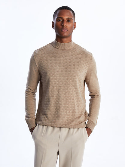 Half Turtleneck Long Sleeve Men's Knitwear Sweater