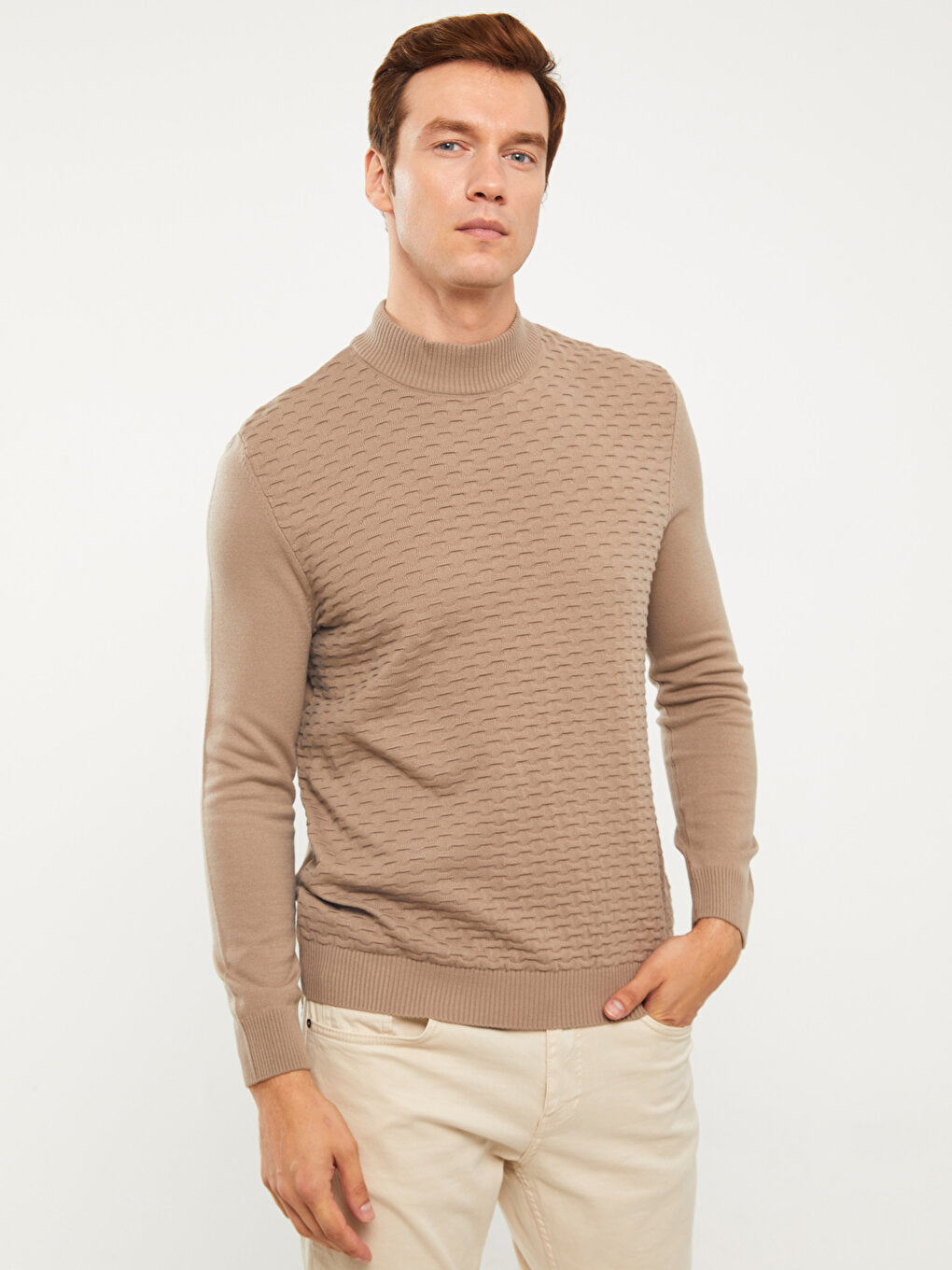 Half Turtleneck Long Sleeve Men's Knitwear Sweater