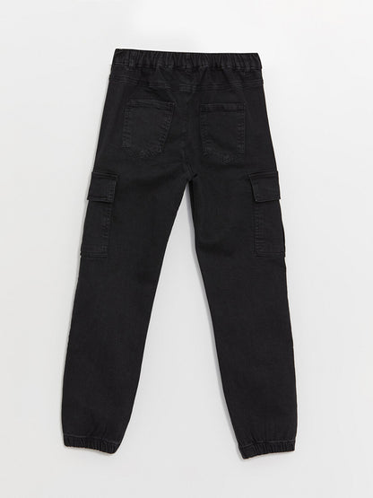 Boy's Cargo Jean Trousers with Elastic Waist