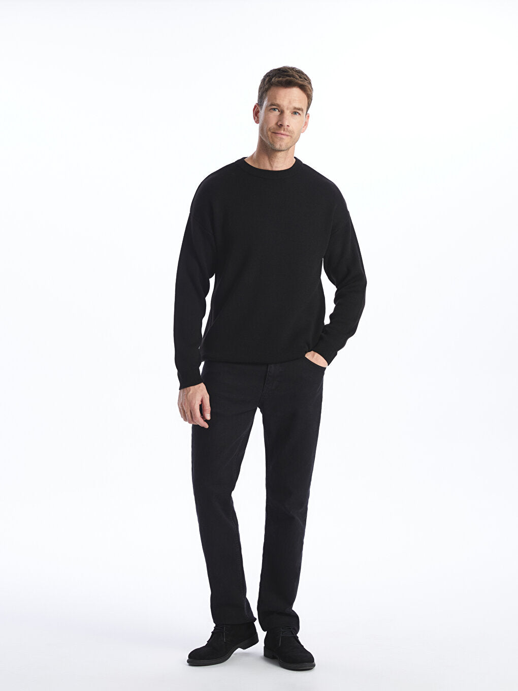 Crew Neck Long Sleeve Men's Knitwear Sweater