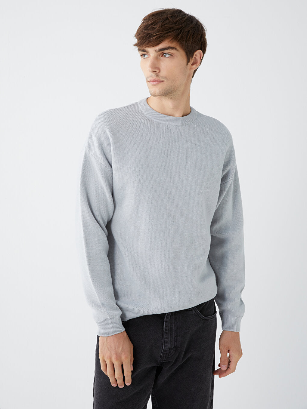 Crew Neck Long Sleeve Men's Knitwear Sweater