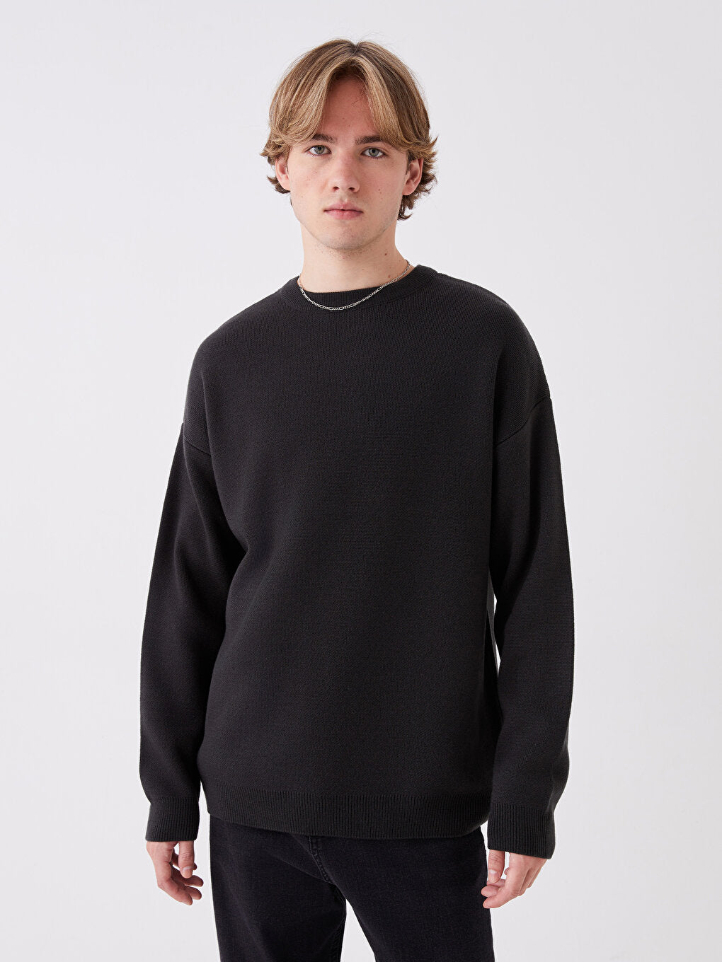 Crew Neck Long Sleeve Men's Knitwear Sweater