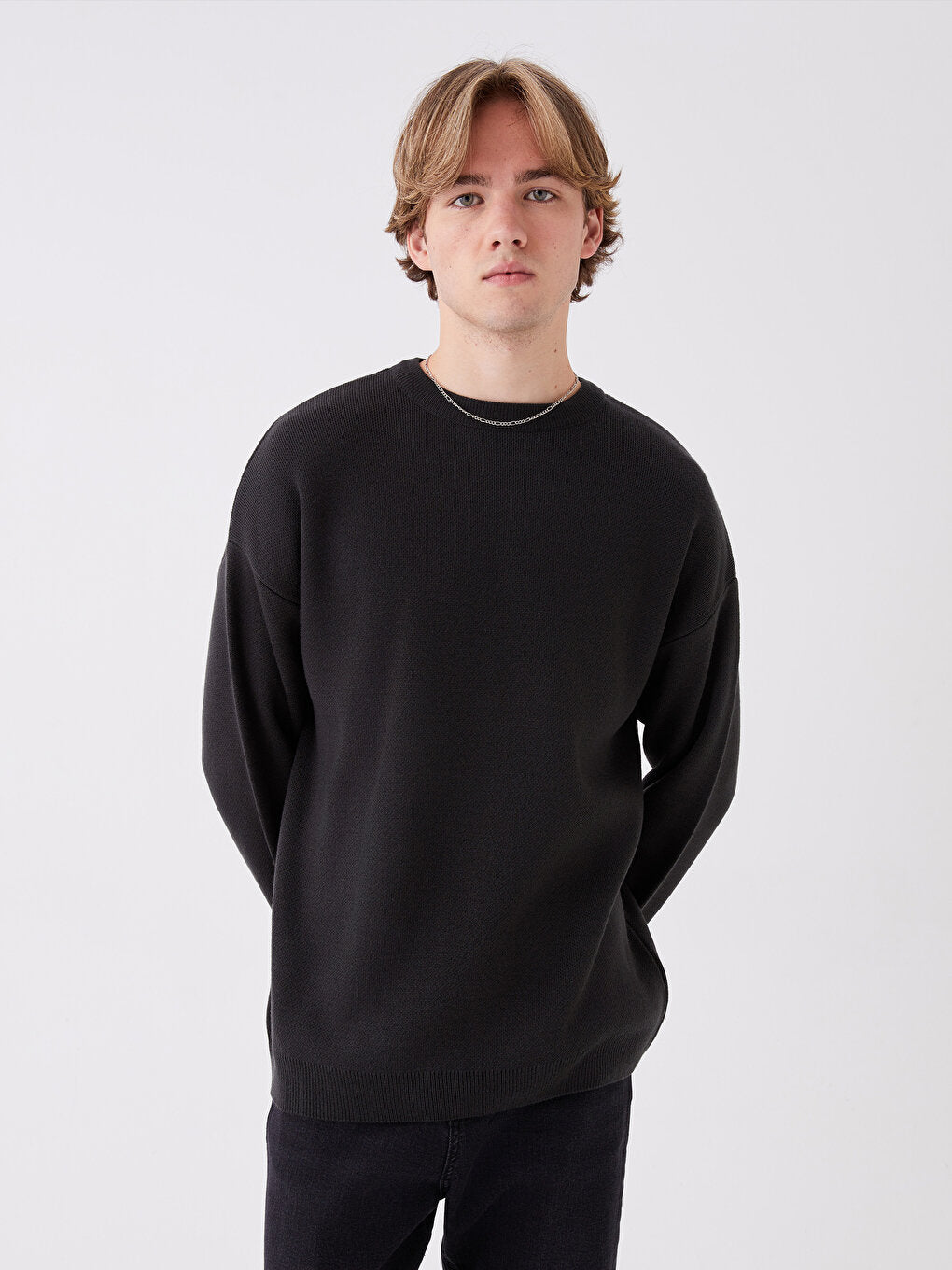 Crew Neck Long Sleeve Men's Knitwear Sweater