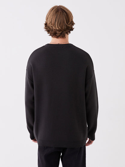 Crew Neck Long Sleeve Men's Knitwear Sweater