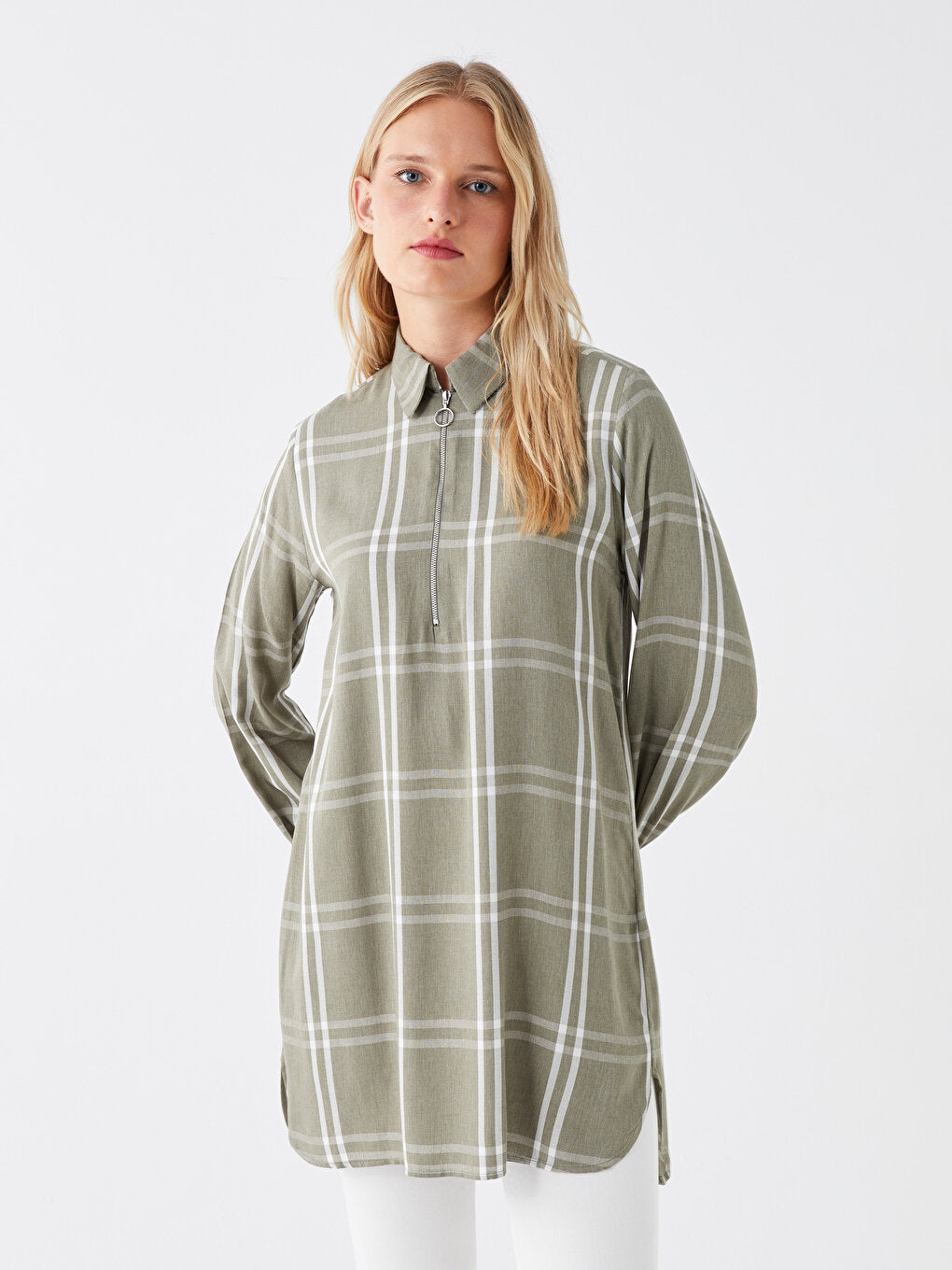 Plaid Long Sleeve Women's Shirt Tunic