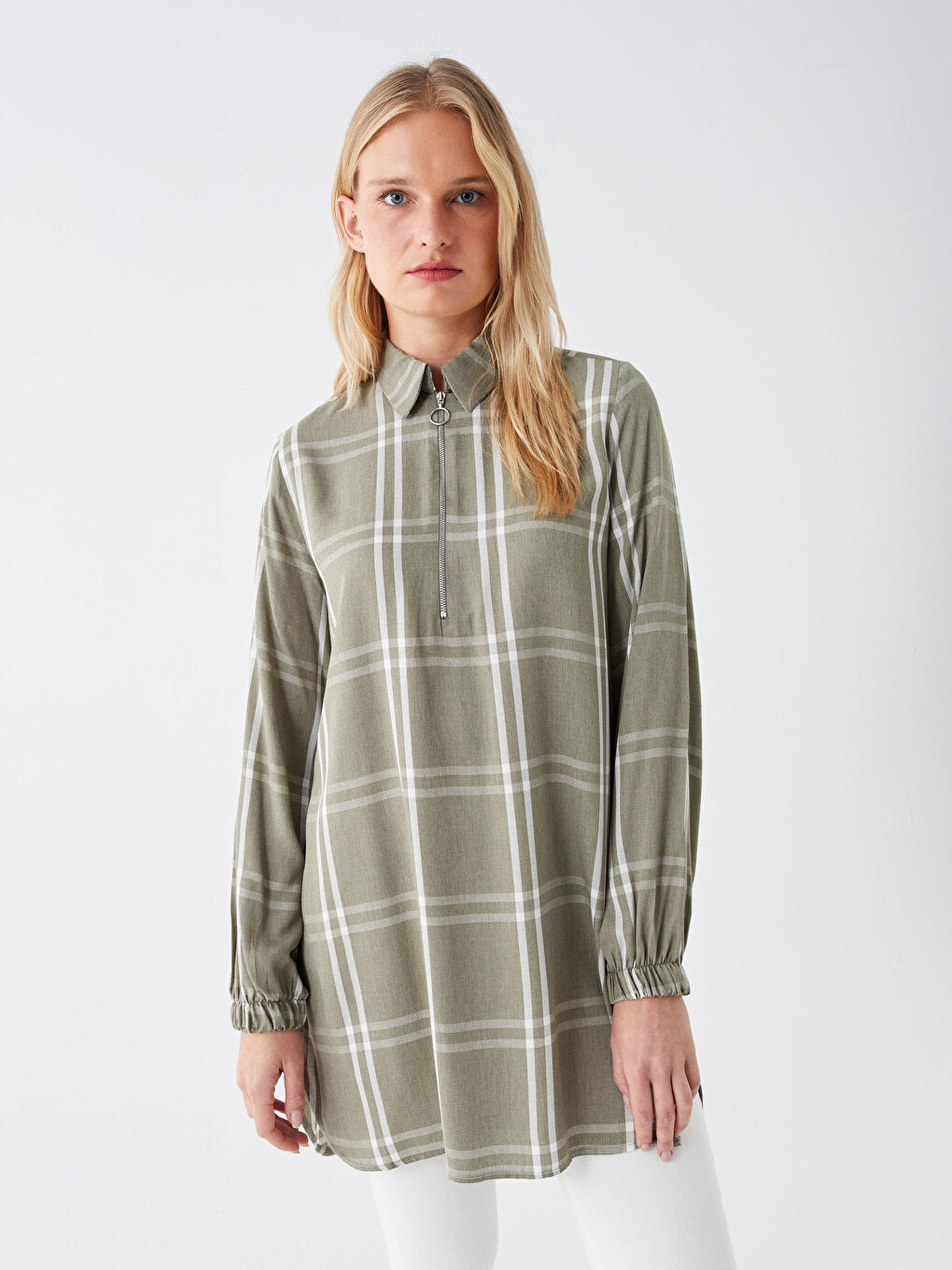 Plaid Long Sleeve Women's Shirt Tunic