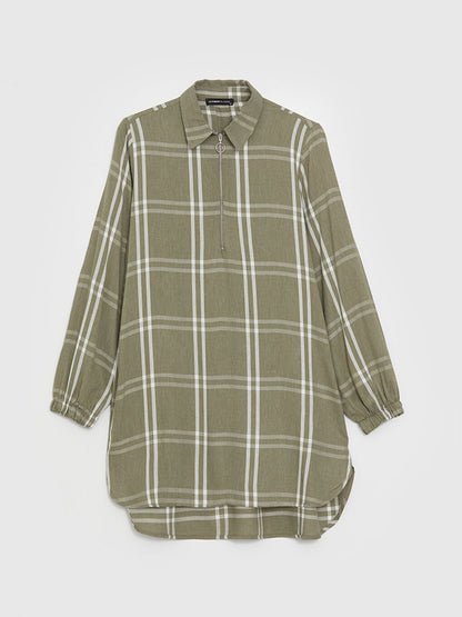 Plaid Long Sleeve Women's Shirt Tunic