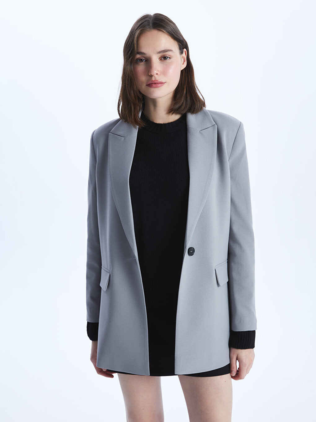 Plain Long Sleeve Women's Blazer Jacket