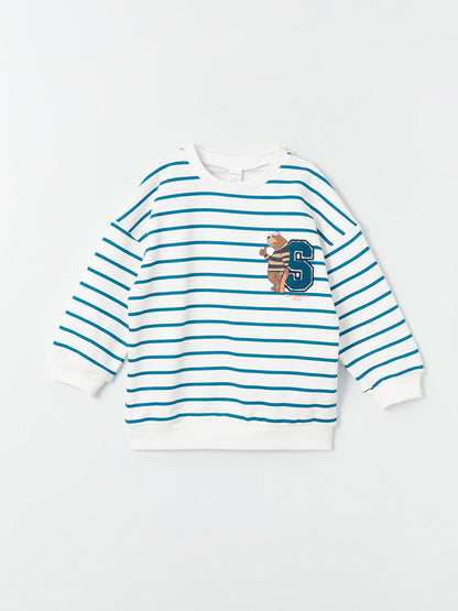 Crew Neck Long Sleeve Striped Baby Boy Sweatshirt and Trousers 2-Piece Set