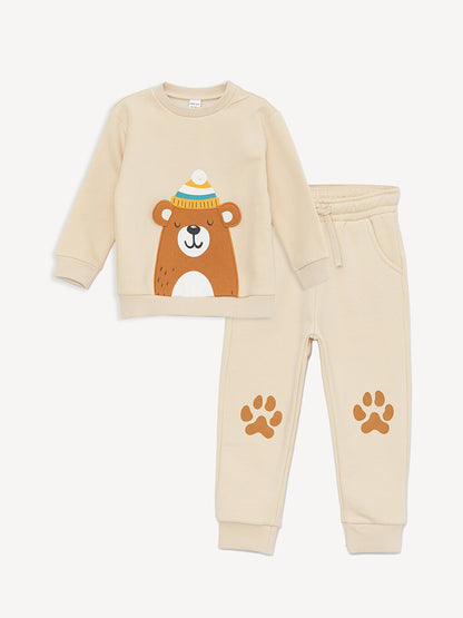 Crew Neck Long Sleeve Printed Baby Boy Sweatshirt and Sweatpants 2-Piece Set