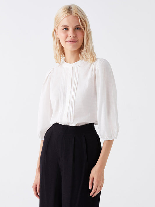 Judge Collar Self Patterned Poplin Women's Shirt