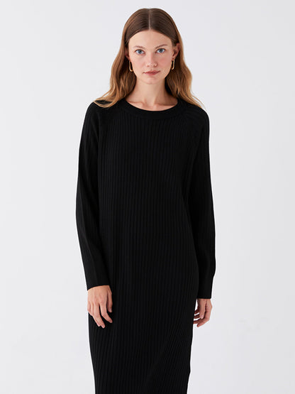 Crew Neck Straight Long Sleeve Women's Knitwear Dress