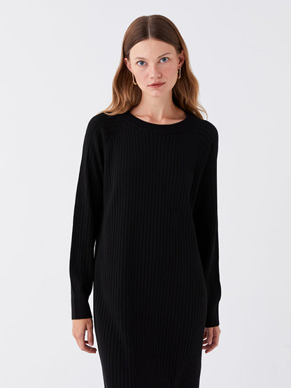 Crew Neck Straight Long Sleeve Women's Knitwear Dress