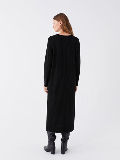 Crew Neck Straight Long Sleeve Women's Knitwear Dress