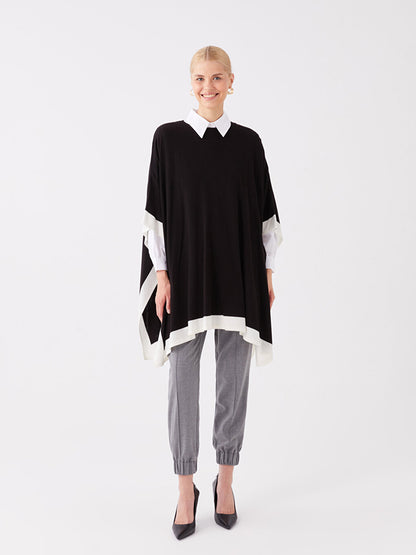 Crew Neck Plain Oversize Women's Knitwear Poncho